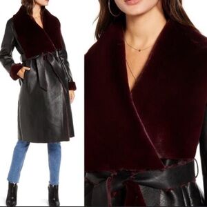 Chic Black and Burgundy Leather Jacket